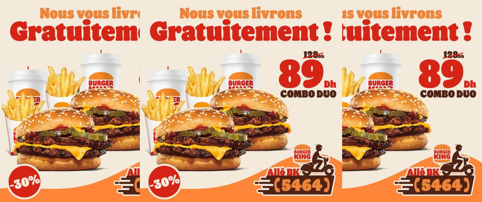 Deux menus double cheeseburger à 89 DH